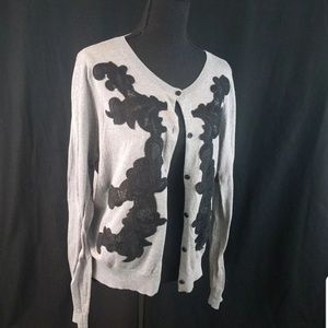 Cabi XL cardigan sweater gray with lace